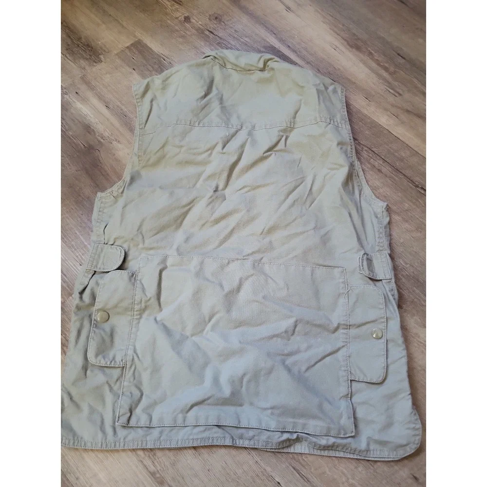Vintage Banana Republic Vest Mens Large Beige Canvas Utility Pockets Outdoor XS